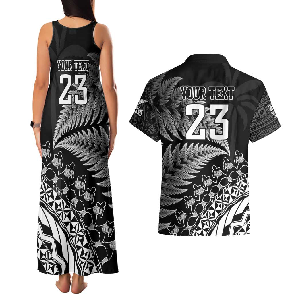 Custom Fiji New Zealand Rugby Couples Matching Tank Maxi Dress and Hawaiian Shirt Cibi Dance with Black Fern LT9 - Polynesian Pride
