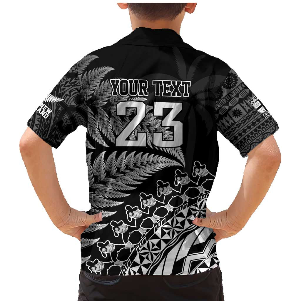 Custom Fiji New Zealand Rugby Family Matching Mermaid Dress and Hawaiian Shirt Cibi Dance with Black Fern LT9 - Polynesian Pride