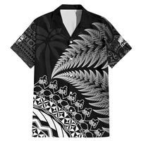 Custom Fiji New Zealand Rugby Family Matching Mermaid Dress and Hawaiian Shirt Cibi Dance with Black Fern LT9 Dad's Shirt - Short Sleeve Black - Polynesian Pride