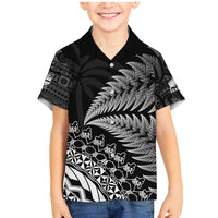 Custom Fiji New Zealand Rugby Family Matching Mermaid Dress and Hawaiian Shirt Cibi Dance with Black Fern LT9 Son's Shirt Black - Polynesian Pride