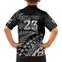 Custom Fiji New Zealand Rugby Family Matching Off The Shoulder Long Sleeve Dress and Hawaiian Shirt Cibi Dance with Black Fern LT9 - Polynesian Pride