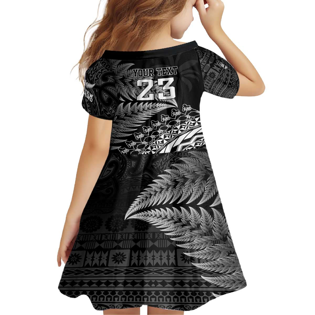 Custom Fiji New Zealand Rugby Family Matching Off The Shoulder Long Sleeve Dress and Hawaiian Shirt Cibi Dance with Black Fern LT9 - Polynesian Pride