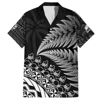Custom Fiji New Zealand Rugby Family Matching Off Shoulder Short Dress and Hawaiian Shirt Cibi Dance with Black Fern LT9 Dad's Shirt - Short Sleeve Black - Polynesian Pride