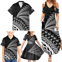 Custom Fiji New Zealand Rugby Family Matching Summer Maxi Dress and Hawaiian Shirt Cibi Dance with Black Fern LT9 - Polynesian Pride