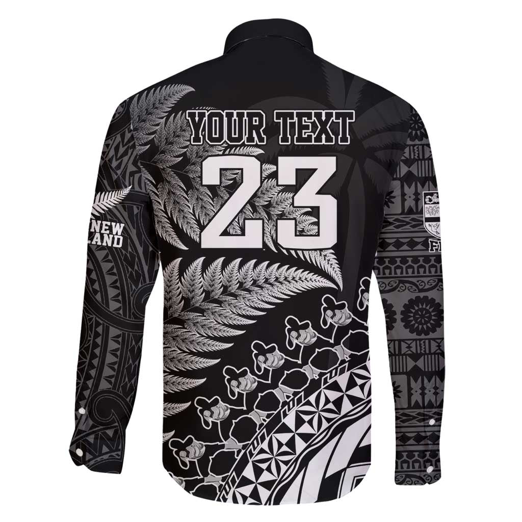 Custom Fiji New Zealand Rugby Family Matching Summer Maxi Dress and Hawaiian Shirt Cibi Dance with Black Fern LT9 - Polynesian Pride