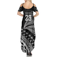 Custom Fiji New Zealand Rugby Family Matching Summer Maxi Dress and Hawaiian Shirt Cibi Dance with Black Fern LT9 - Polynesian Pride