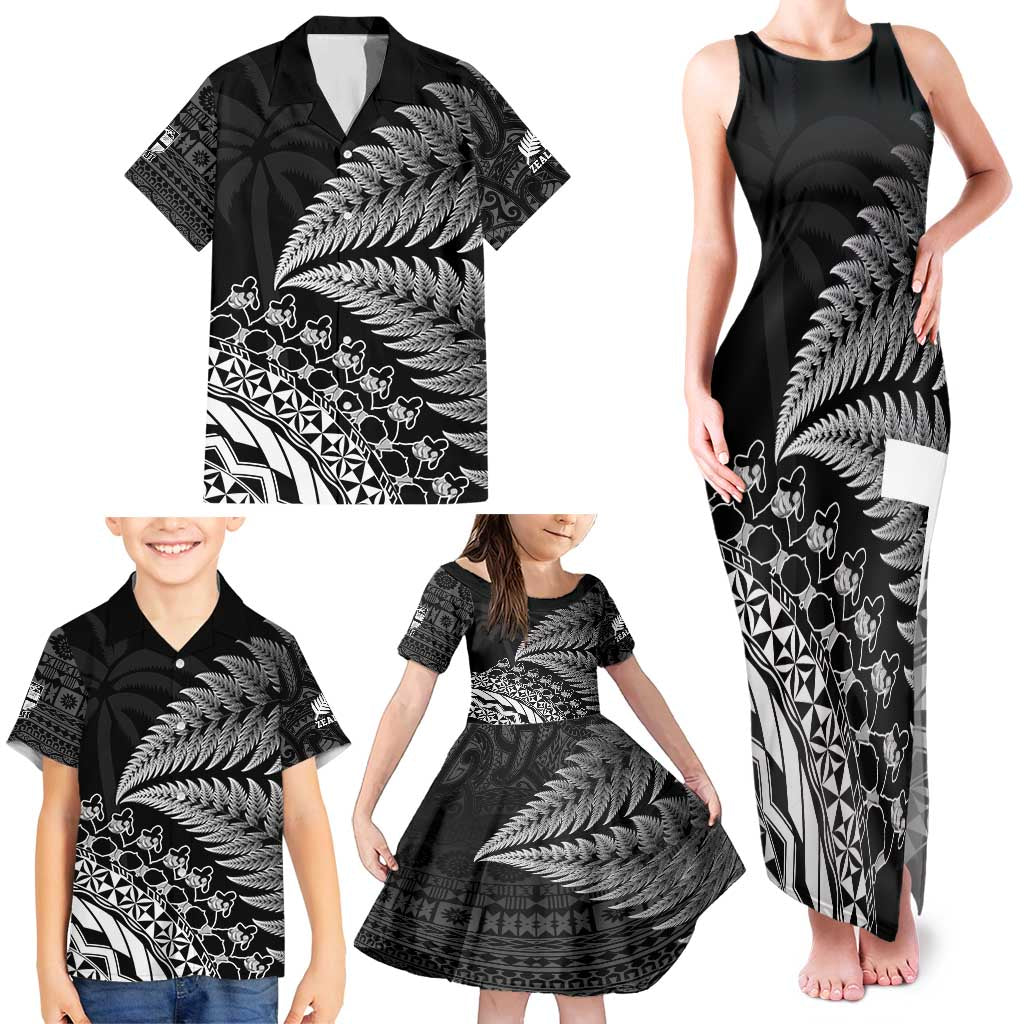 Custom Fiji New Zealand Rugby Family Matching Tank Maxi Dress and Hawaiian Shirt Cibi Dance with Black Fern LT9 - Polynesian Pride