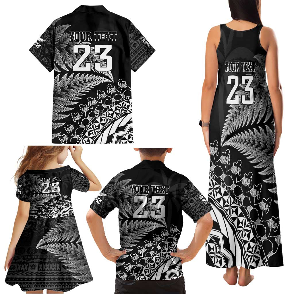 Custom Fiji New Zealand Rugby Family Matching Tank Maxi Dress and Hawaiian Shirt Cibi Dance with Black Fern LT9 - Polynesian Pride