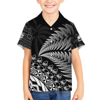 Custom Fiji New Zealand Rugby Family Matching Tank Maxi Dress and Hawaiian Shirt Cibi Dance with Black Fern LT9 Son's Shirt Black - Polynesian Pride