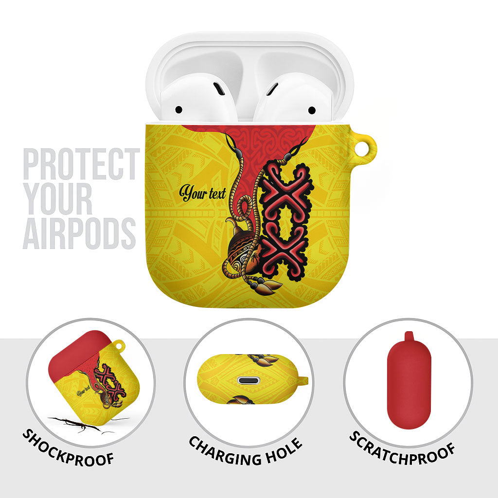 Personalised Papua New Guinea Oro Necklace AirPods Case Gold Melanesia Traditional Pattern LT9 - Polynesian Pride