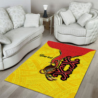 Personalised Papua New Guinea Oro Necklace Area Rug Gold Melanesia Traditional Pattern LT9 - Polynesian Pride