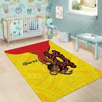 Personalised Papua New Guinea Oro Necklace Area Rug Gold Melanesia Traditional Pattern LT9 - Polynesian Pride