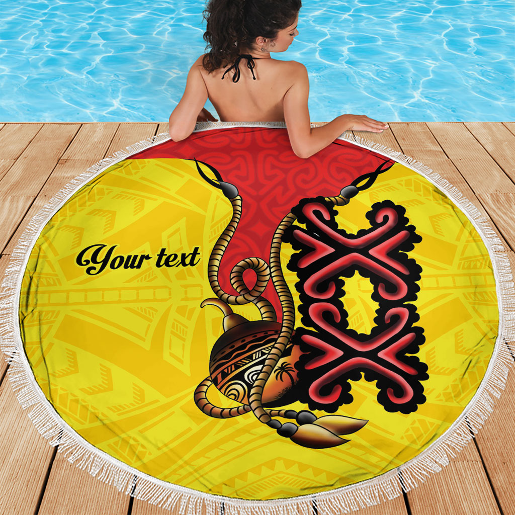 Personalised Papua New Guinea Oro Necklace Beach Blanket Gold Melanesia Traditional Pattern LT9 - Polynesian Pride