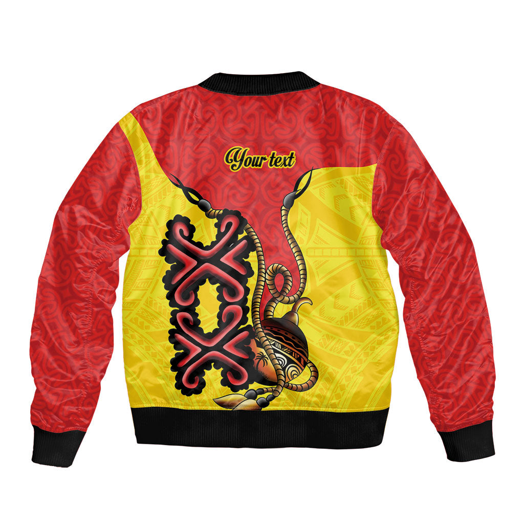Personalised Papua New Guinea Oro Necklace Bomber Jacket Gold Melanesia Traditional Pattern LT9 - Polynesian Pride