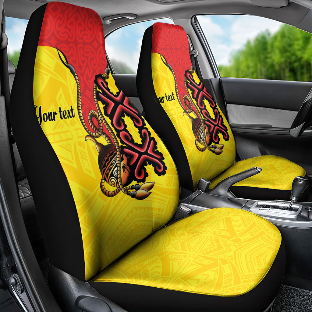 Personalised Papua New Guinea Oro Necklace Car Seat Cover Gold Melanesia Traditional Pattern LT9 - Polynesian Pride