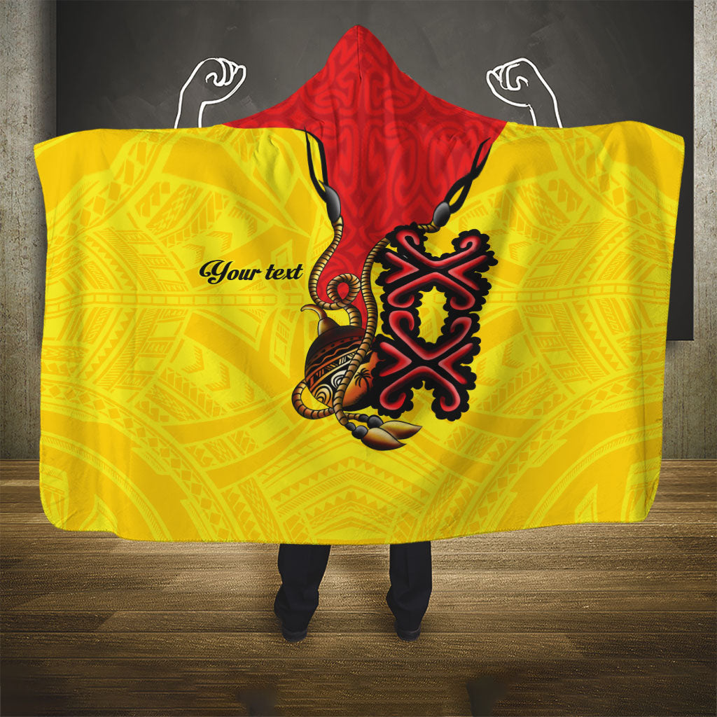 Personalised Papua New Guinea Oro Necklace Hooded Blanket Gold Melanesia Traditional Pattern LT9 - Polynesian Pride