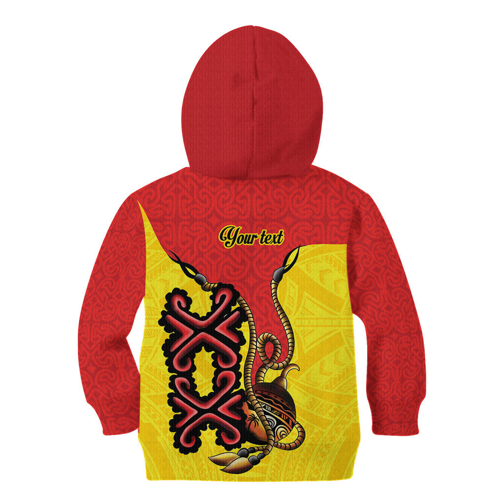 Personalised Papua New Guinea Oro Necklace Kid Hoodie Gold Melanesia Traditional Pattern LT9 - Polynesian Pride