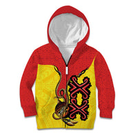 Personalised Papua New Guinea Oro Necklace Kid Hoodie Gold Melanesia Traditional Pattern LT9 Zip Hoodie Gold - Polynesian Pride