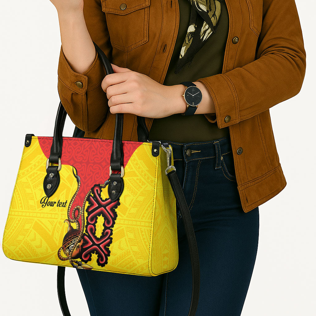 Personalised Papua New Guinea Oro Necklace Leather Bag Gold Melanesia Traditional Pattern LT9 - Polynesian Pride
