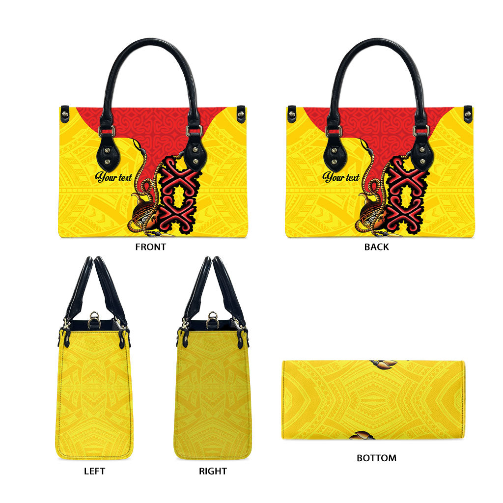 Personalised Papua New Guinea Oro Necklace Leather Bag Gold Melanesia Traditional Pattern LT9 - Polynesian Pride