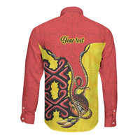 Personalised Papua New Guinea Oro Necklace Long Sleeve Button Shirt Gold Melanesia Traditional Pattern LT9 - Polynesian Pride