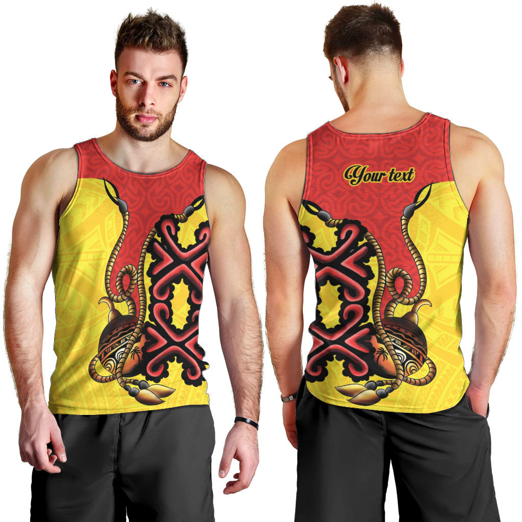 Personalised Papua New Guinea Oro Necklace Men Tank Top Gold Melanesia Traditional Pattern LT9 - Polynesian Pride