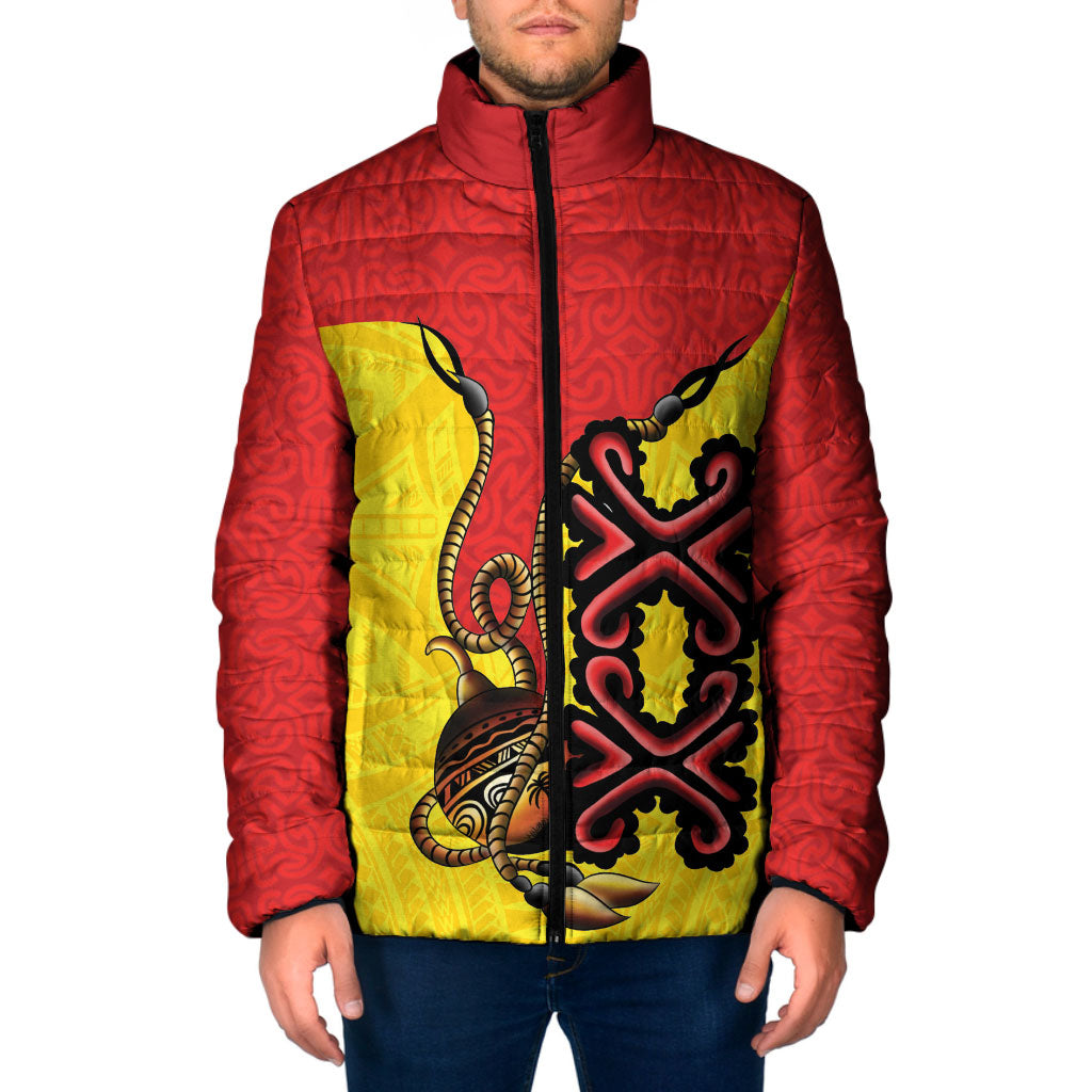 Personalised Papua New Guinea Oro Necklace Padded Jacket Gold Melanesia Traditional Pattern LT9 Men Gold - Polynesian Pride
