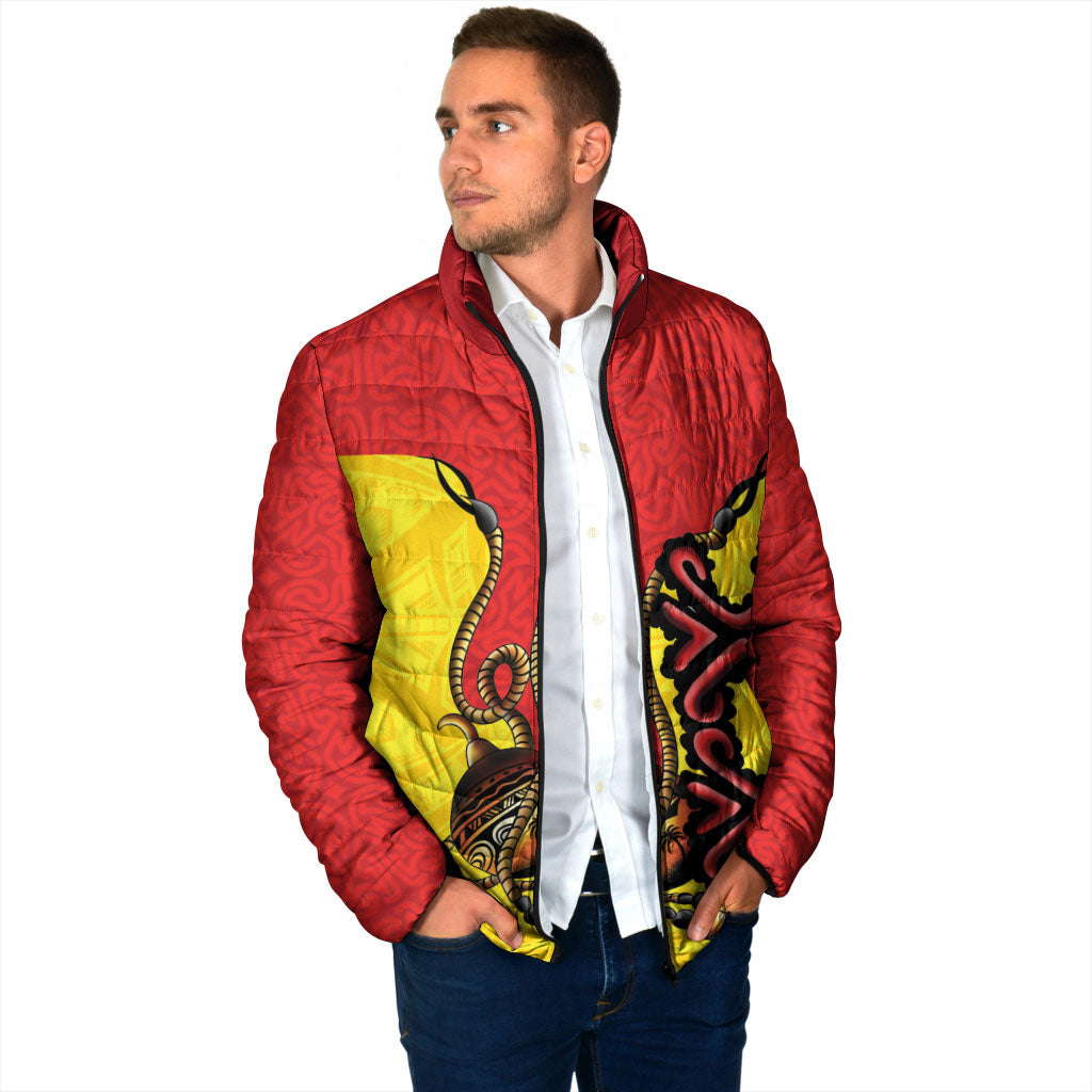 Personalised Papua New Guinea Oro Necklace Padded Jacket Gold Melanesia Traditional Pattern LT9 - Polynesian Pride
