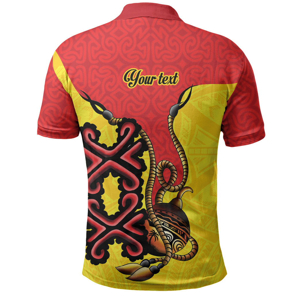 Personalised Papua New Guinea Oro Necklace Polo Shirt Gold Melanesia Traditional Pattern LT9 - Polynesian Pride