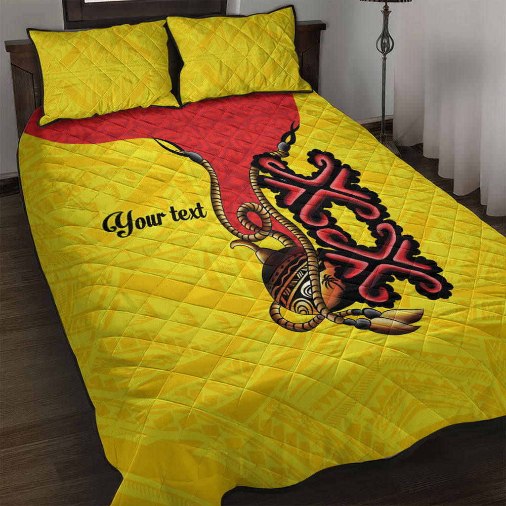 Personalised Papua New Guinea Oro Necklace Quilt Bed Set Gold Melanesia Traditional Pattern LT9 Gold - Polynesian Pride