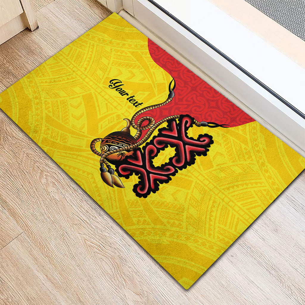Personalised Papua New Guinea Oro Necklace Rubber Doormat Gold Melanesia Traditional Pattern LT9 - Polynesian Pride