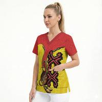 Personalised Papua New Guinea Oro Necklace Scrub Top Gold Melanesia Traditional Pattern LT9 - Polynesian Pride