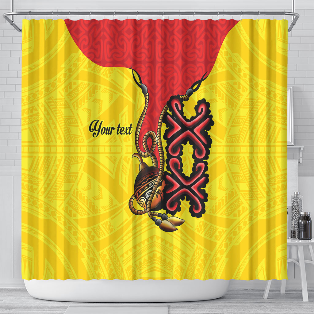 Personalised Papua New Guinea Oro Necklace Shower Curtain Gold Melanesia Traditional Pattern LT9 - Polynesian Pride