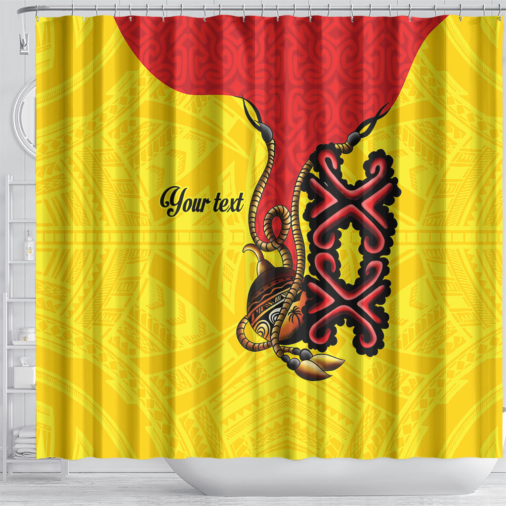 Personalised Papua New Guinea Oro Necklace Shower Curtain Gold Melanesia Traditional Pattern LT9 - Polynesian Pride