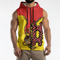 Personalised Papua New Guinea Oro Necklace Sleeveless Zip Hoodie Gold Melanesia Traditional Pattern LT9 - Polynesian Pride