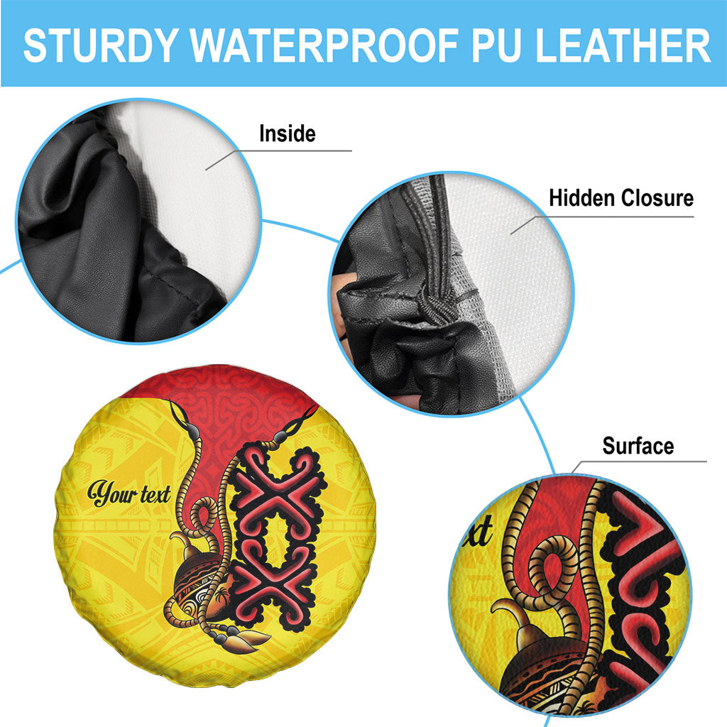 Personalised Papua New Guinea Oro Necklace Spare Tire Cover Gold Melanesia Traditional Pattern LT9 - Polynesian Pride