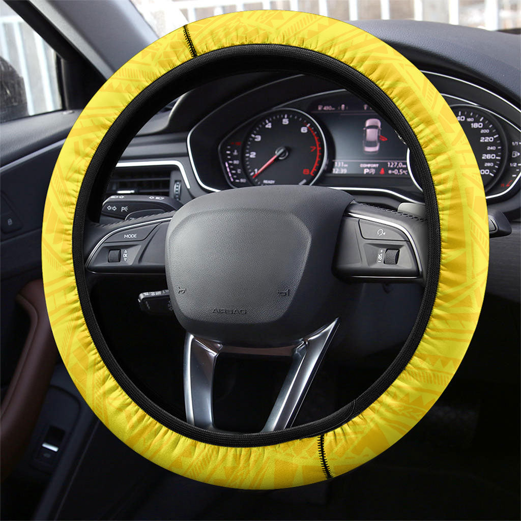 Papua New Guinea Oro Necklace Steering Wheel Cover Gold Melanesia Traditional Pattern LT9 - Polynesian Pride