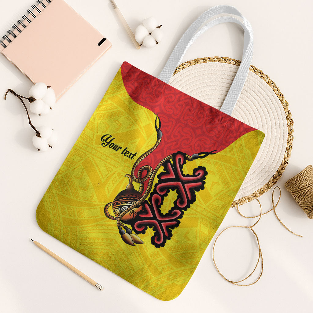 Personalised Papua New Guinea Oro Necklace Tote Bag Gold Melanesia Traditional Pattern LT9 White Strap One Size Gold - Polynesian Pride