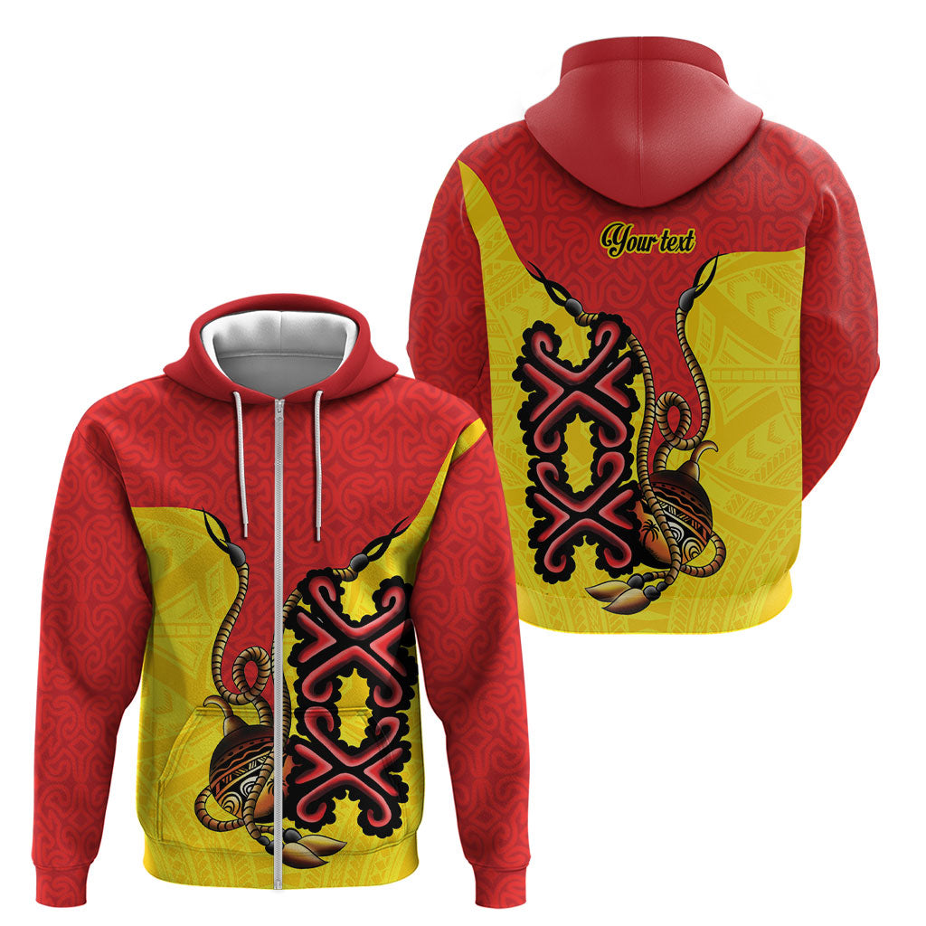 Personalised Papua New Guinea Oro Necklace Zip Hoodie Gold Melanesia Traditional Pattern LT9 - Polynesian Pride
