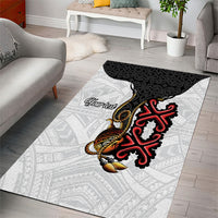 Personalised Papua New Guinea Oro Necklace Area Rug Black Melanesia Traditional Pattern LT9 - Polynesian Pride