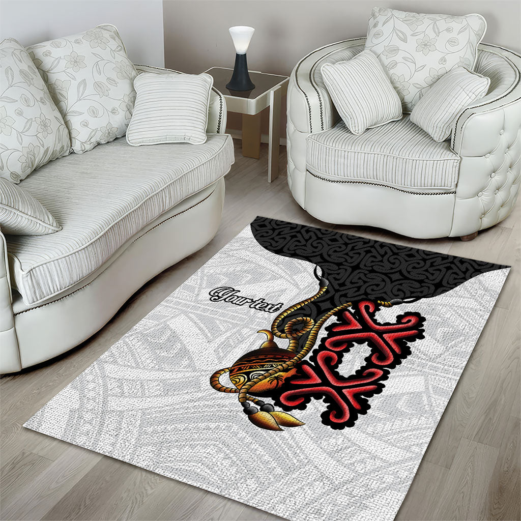 Personalised Papua New Guinea Oro Necklace Area Rug Black Melanesia Traditional Pattern LT9 - Polynesian Pride