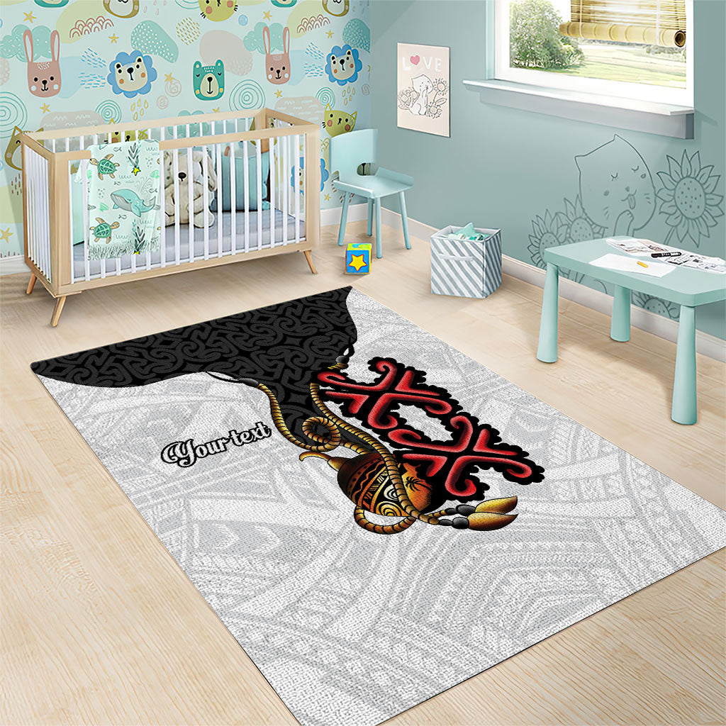 Personalised Papua New Guinea Oro Necklace Area Rug Black Melanesia Traditional Pattern LT9 - Polynesian Pride