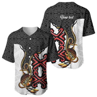 Personalised Papua New Guinea Oro Necklace Baseball Jersey Black Melanesia Traditional Pattern LT9 - Polynesian Pride