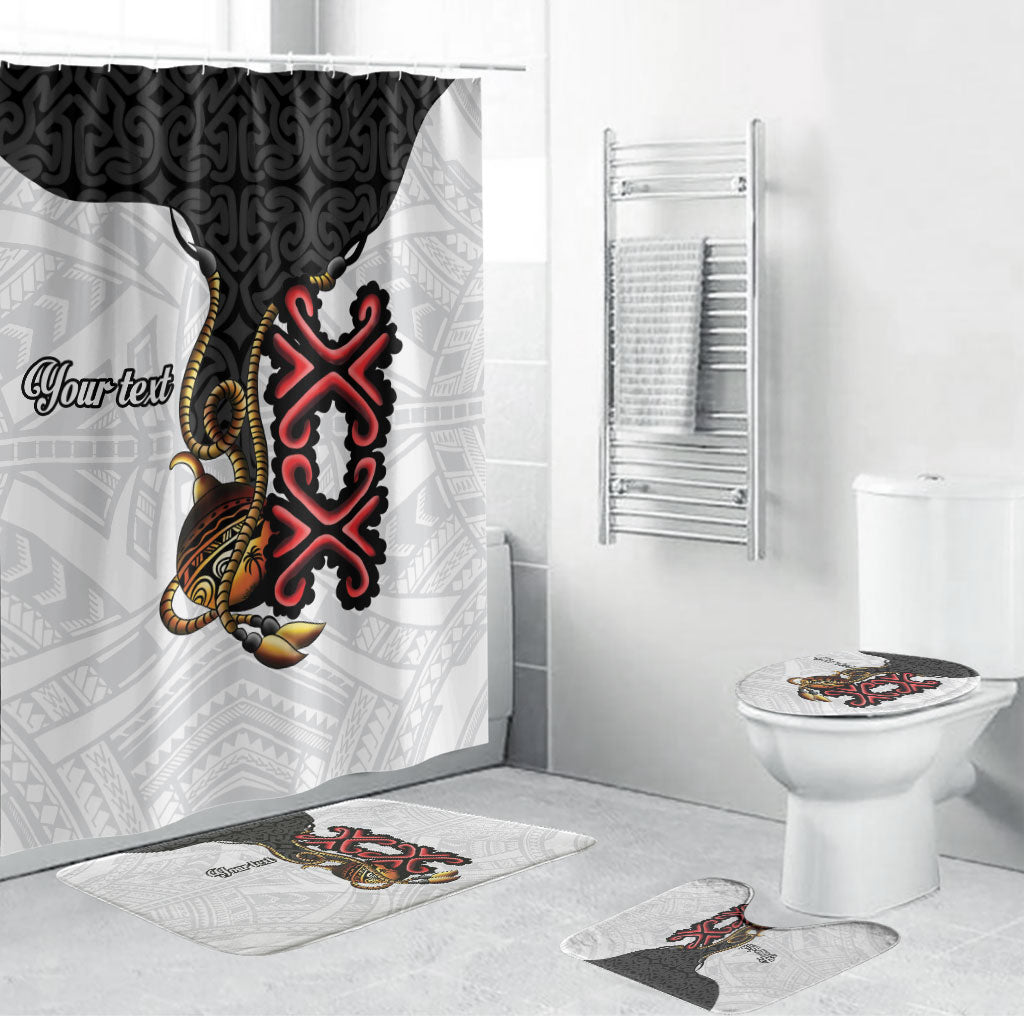 Personalised Papua New Guinea Oro Necklace Bathroom Set Black Melanesia Traditional Pattern LT9 Bathroom Set (4 pcs) Black - Polynesian Pride