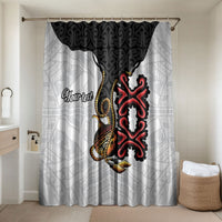 Personalised Papua New Guinea Oro Necklace Bathroom Set Black Melanesia Traditional Pattern LT9 Shower Curtain Only Black - Polynesian Pride