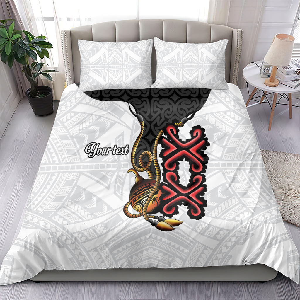 Personalised Papua New Guinea Oro Necklace Bedding Set Black Melanesia Traditional Pattern LT9 - Polynesian Pride