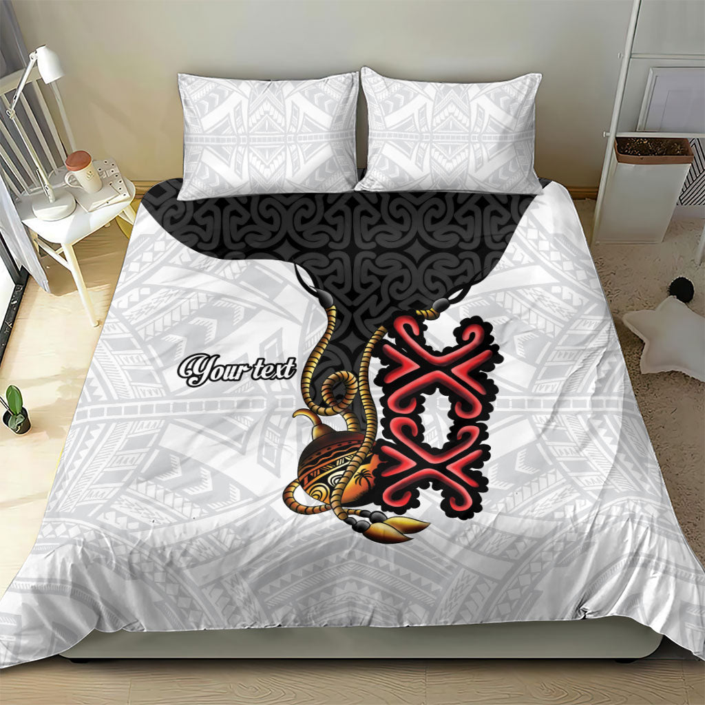Personalised Papua New Guinea Oro Necklace Bedding Set Black Melanesia Traditional Pattern LT9 - Polynesian Pride