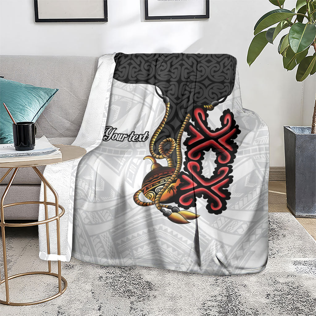 Personalised Papua New Guinea Oro Necklace Blanket Black Melanesia Traditional Pattern LT9 - Polynesian Pride