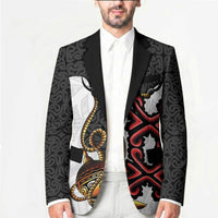 Personalised Papua New Guinea Oro Necklace Blazer Black Melanesia Traditional Pattern LT9 - Polynesian Pride