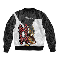 Personalised Papua New Guinea Oro Necklace Bomber Jacket Black Melanesia Traditional Pattern LT9 - Polynesian Pride